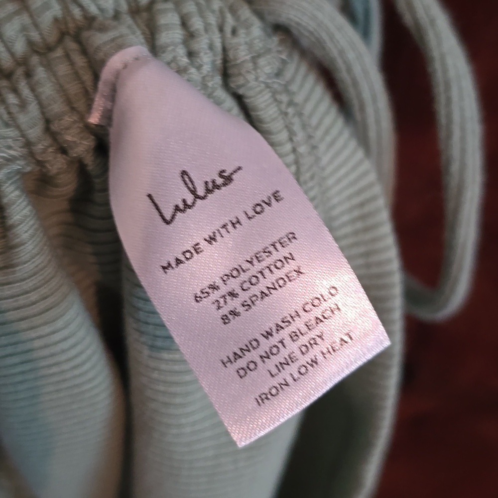 Lulu's Sage Green Ribbed Drawstring Ruched Bodycon Dress NWT - Picture 10 of 10